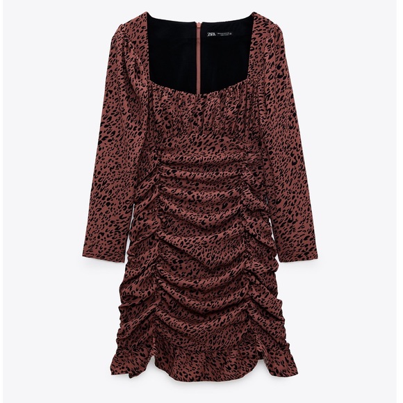 NWT Zara Marsala Ruching Dress XL - Picture 2 of 8